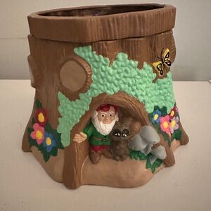 VINTAGE SITTRE CERAMIC STUMP PLANTER & INSERT 1976